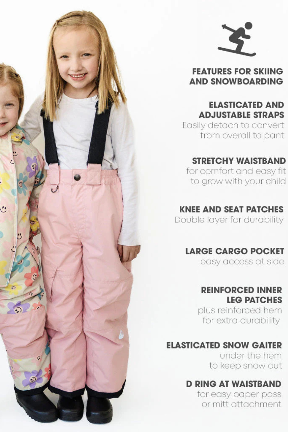 Snowrider Convertible Ski Overalls - Dusky Pink