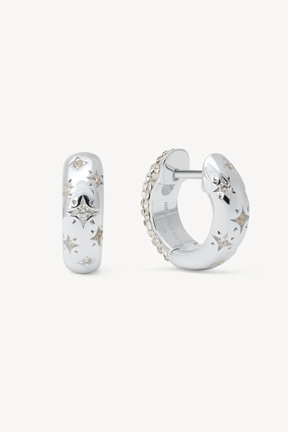 Starburst Sparkle Reversible Hoop Earrings in White
