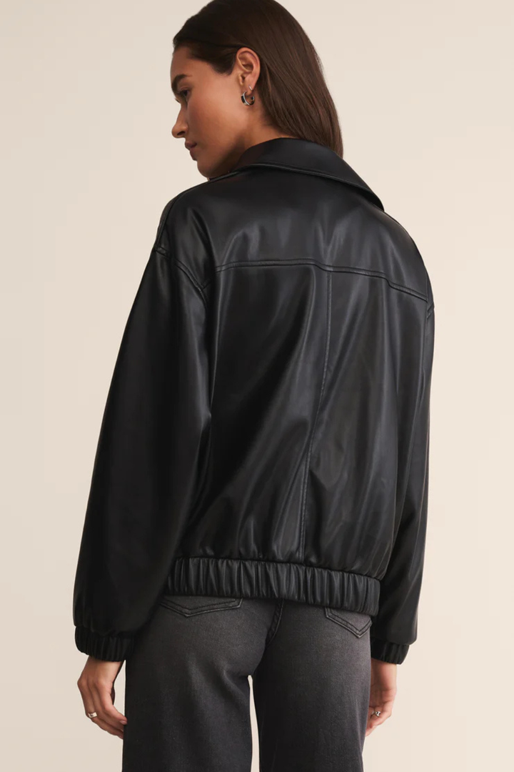 Idols Faux Leather Bomber Jacket