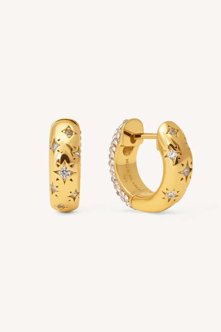 Champagne Starburst Sparkle Reversible Hoop Earrings