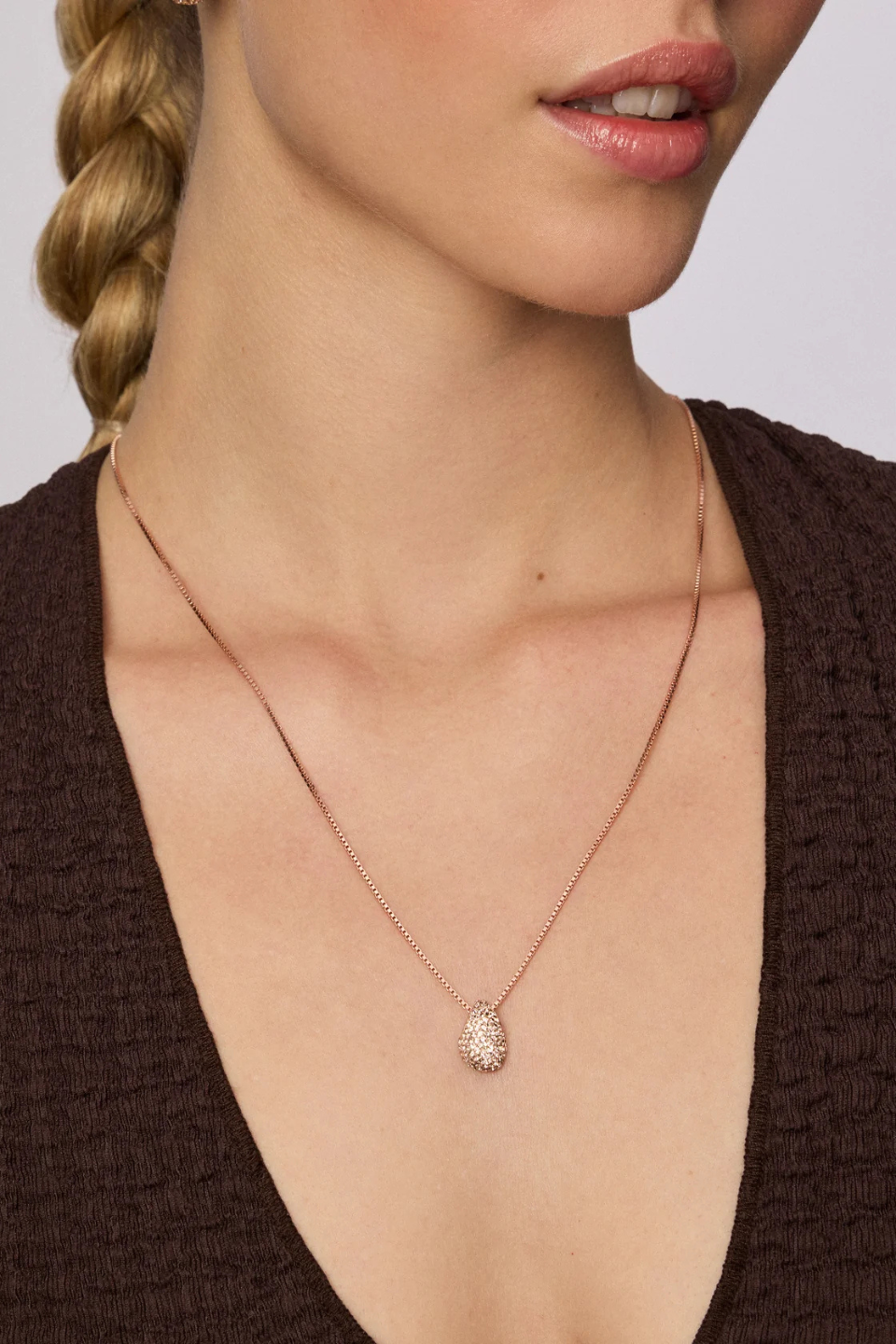 Sparkle Mini Drop Charm in Rose Gold