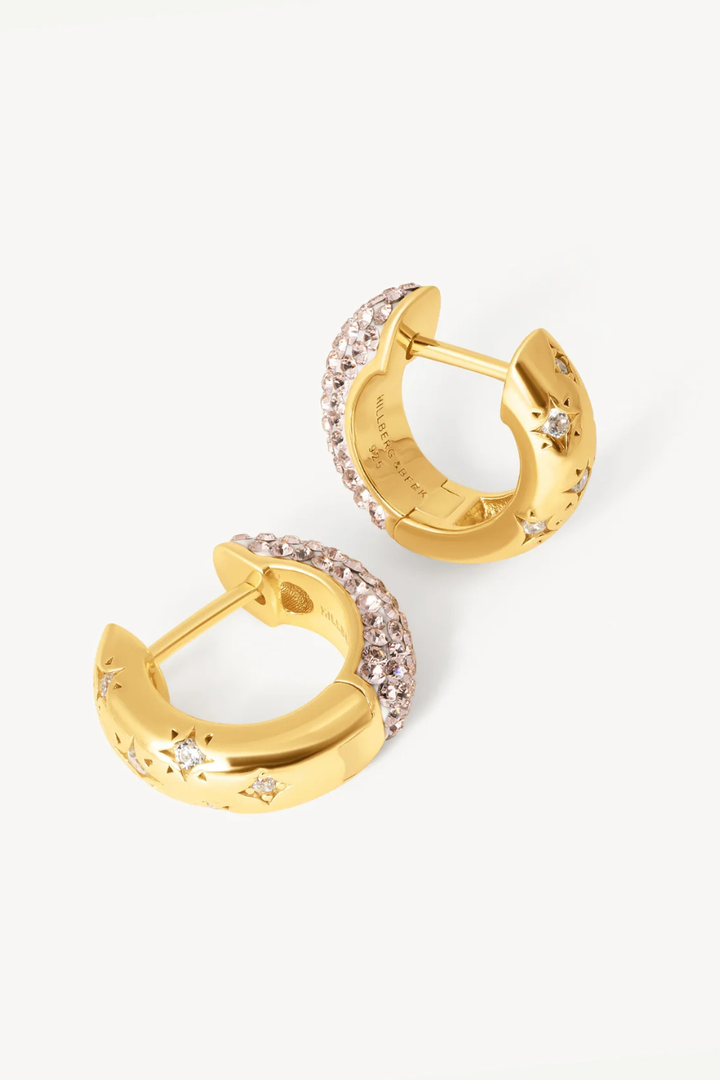 Champagne Starburst Sparkle Reversible Hoop Earrings