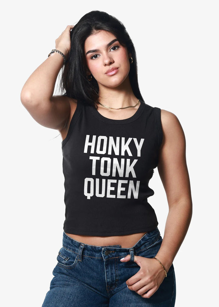 Honky Tonk Queen Ribbed Crop Tank