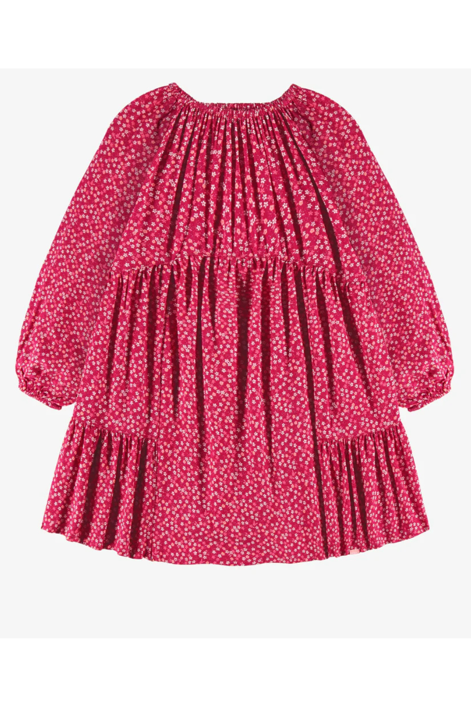Raspberry pink dress with a floral pattern