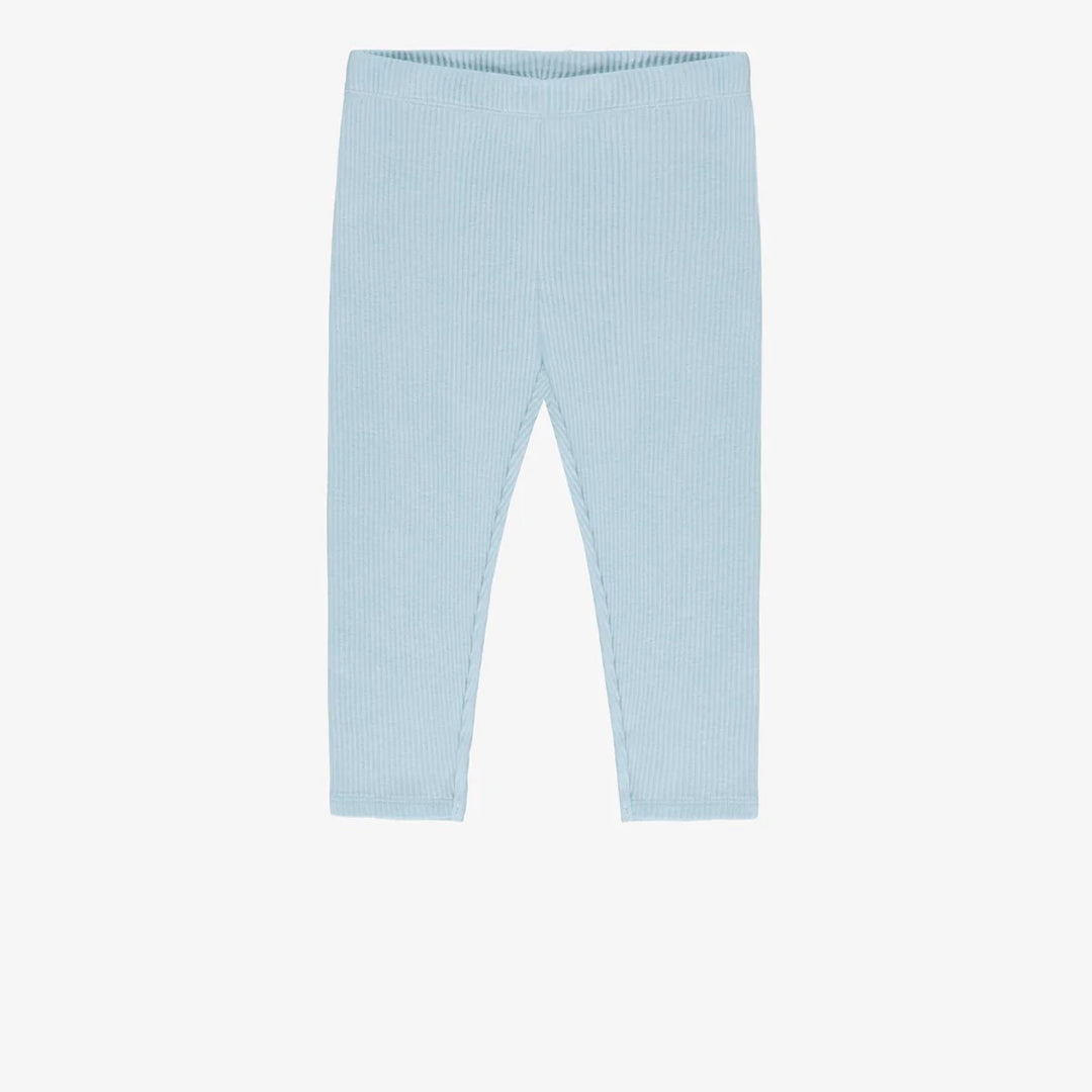 Blue ¾ length legging in ribbed knit