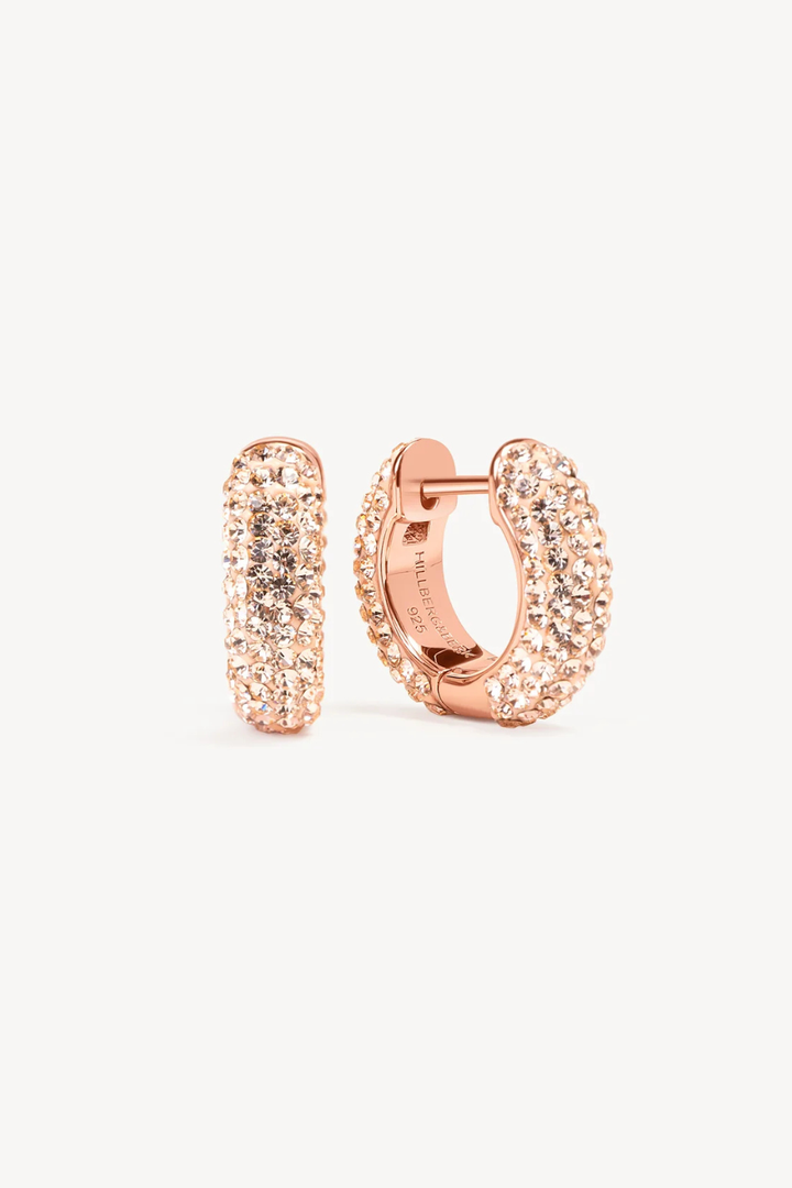Small Sparkle Hoop Earrings in Rose Gold