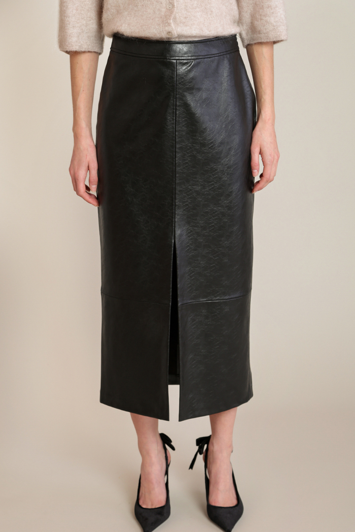 Black Tape Margot Faux-Leather Midi Skirt