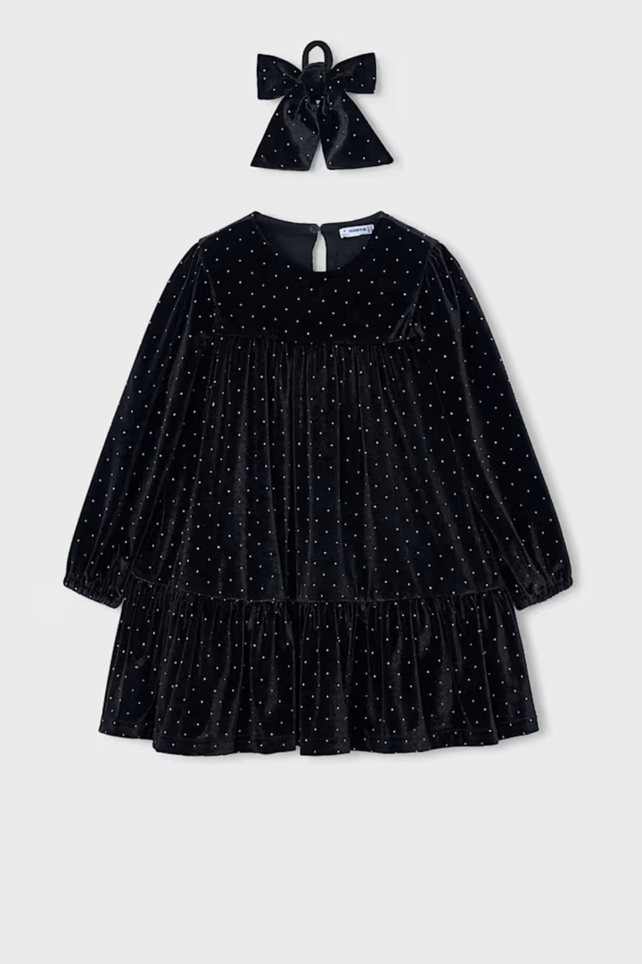 Mayoral Girl Velvet Dress With Scrunchie
