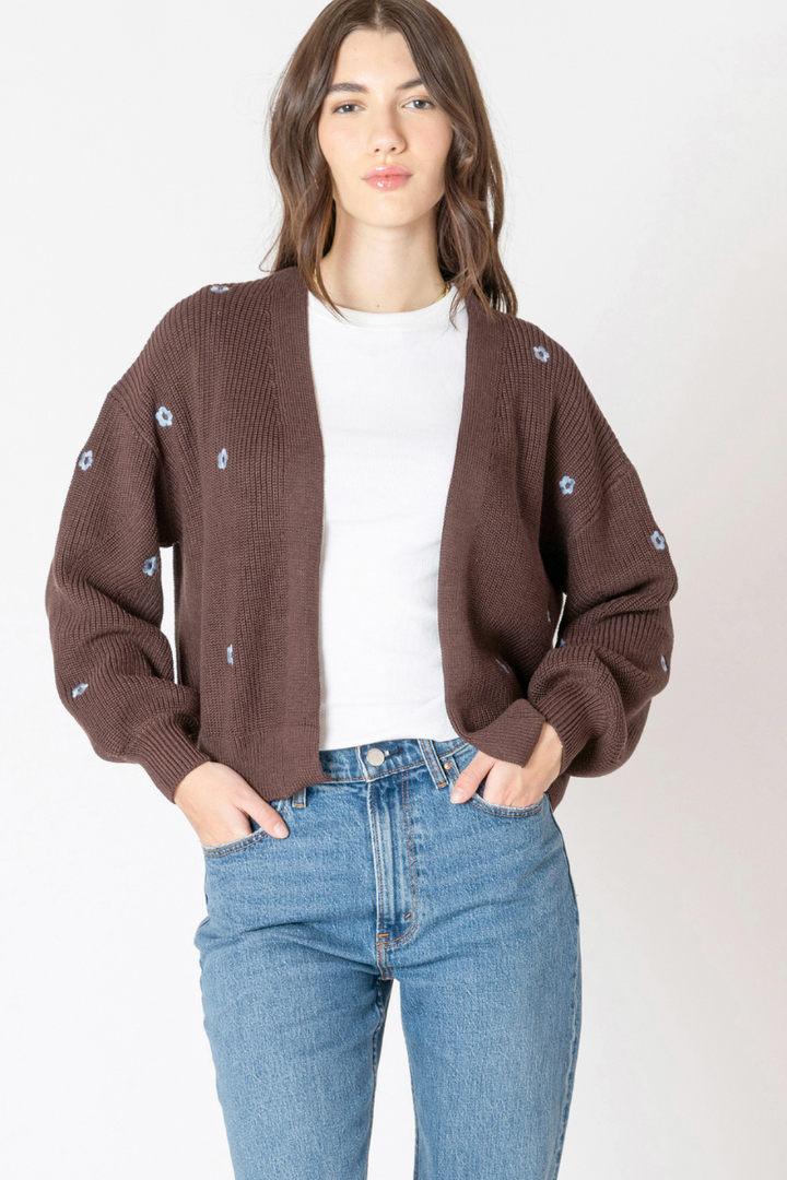 Cadence Embroidered Open Cardigan