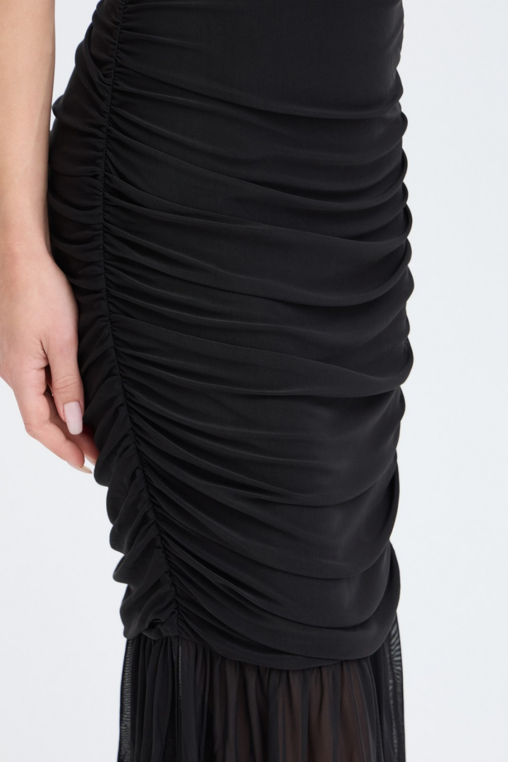 b.young Toa Ruched Mesh Maxi Dress