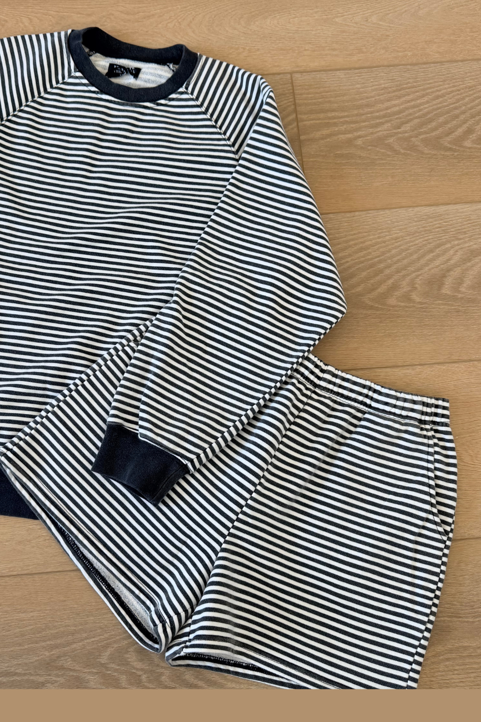 BRUNETTE The Label Striped Core Short in Black & White - Hot Peppers Clothing