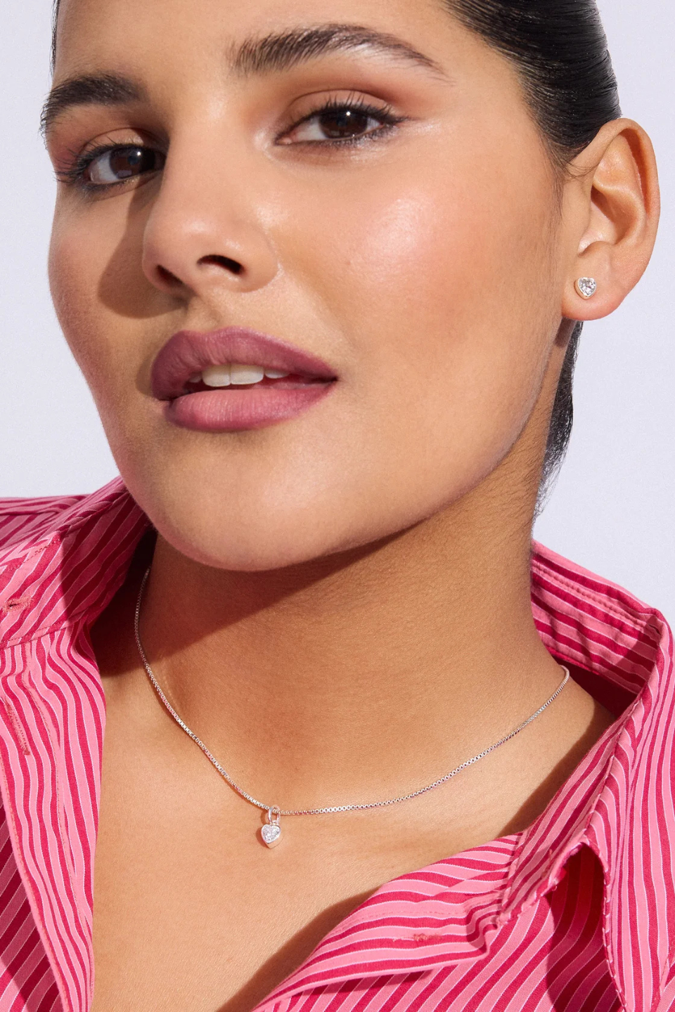 Adore Bezel Stud Earrings + Necklace Set