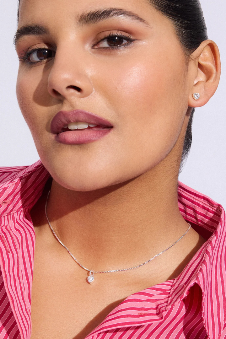 Adore Bezel Stud Earrings + Necklace Set