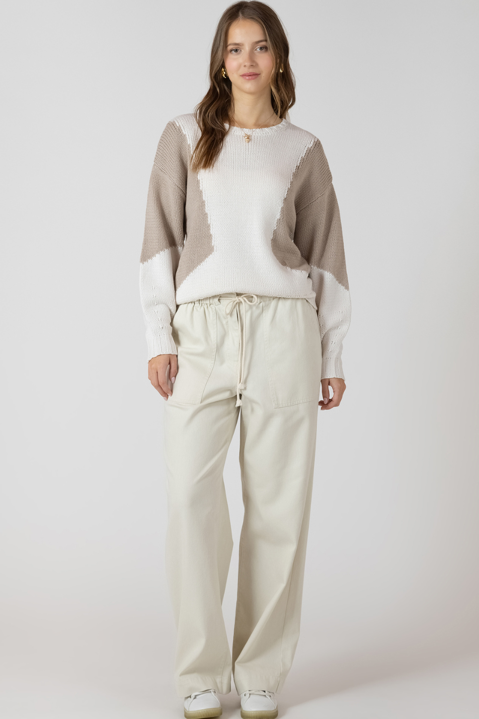 Fawnie Colorblock Crewneck Sweater