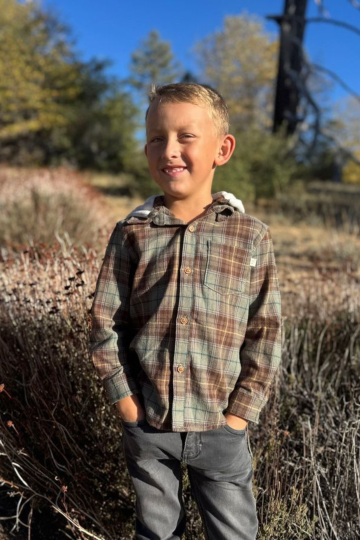 Me &amp; Henry Erin hooded shirt plaid