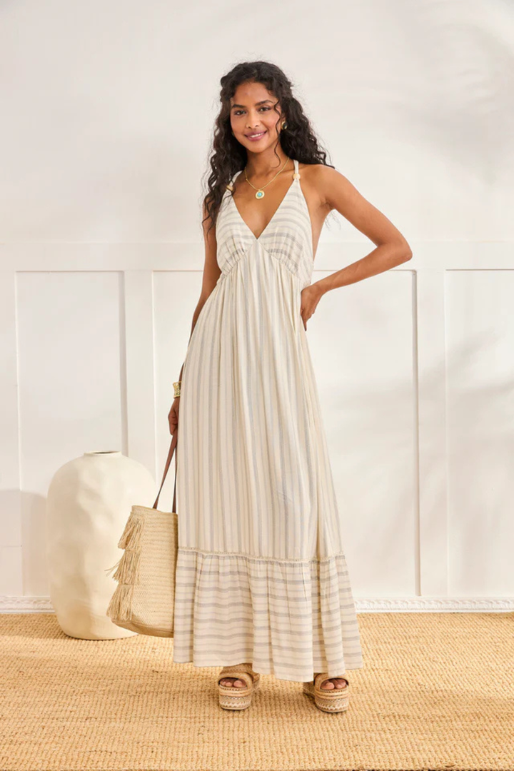 NKNnekane MIXED STRIPED LONG DRESS - Hot Peppers Clothing