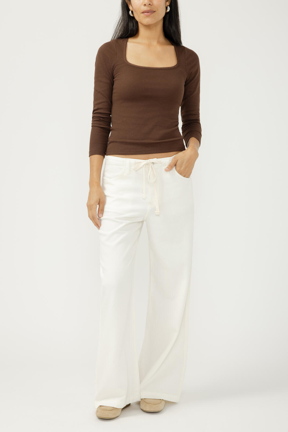 SILVER Wide Leg Drawstring Beach Jeans - Hot Peppers Clothing