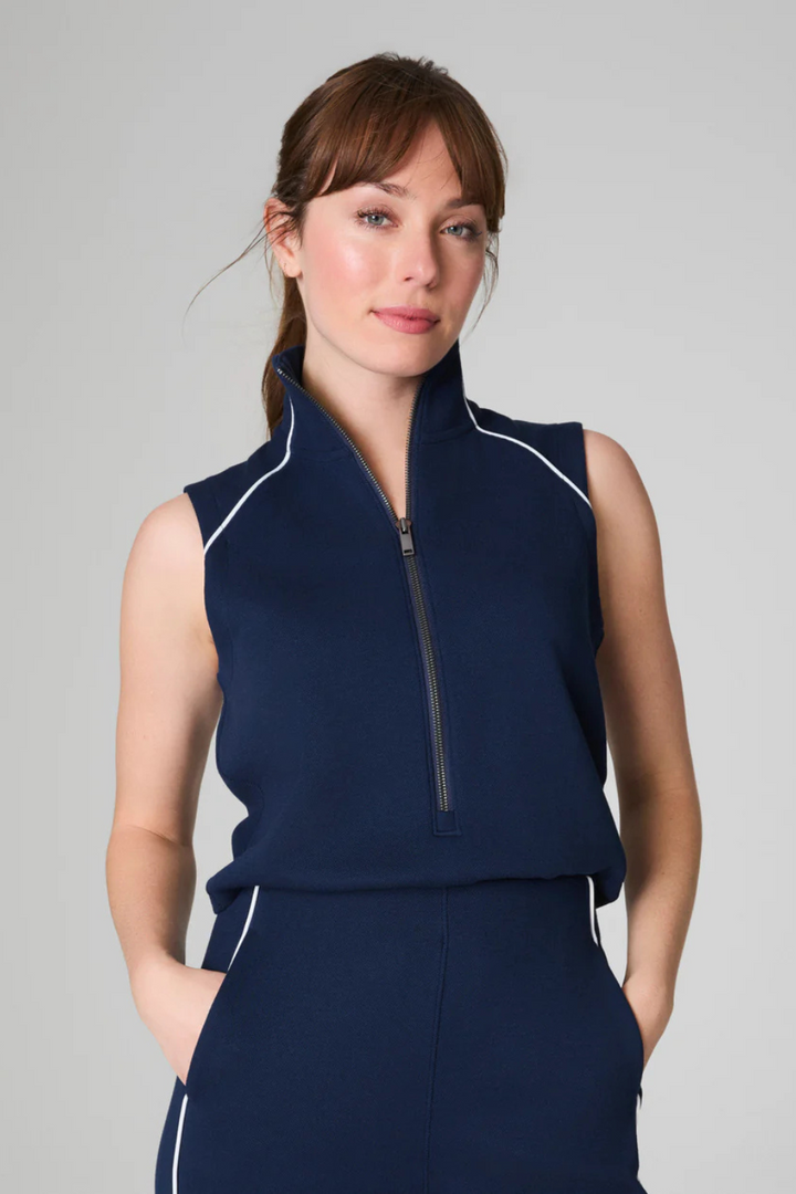 AirEssentials® Pique Sleeveless Mockneck Jumpsuit