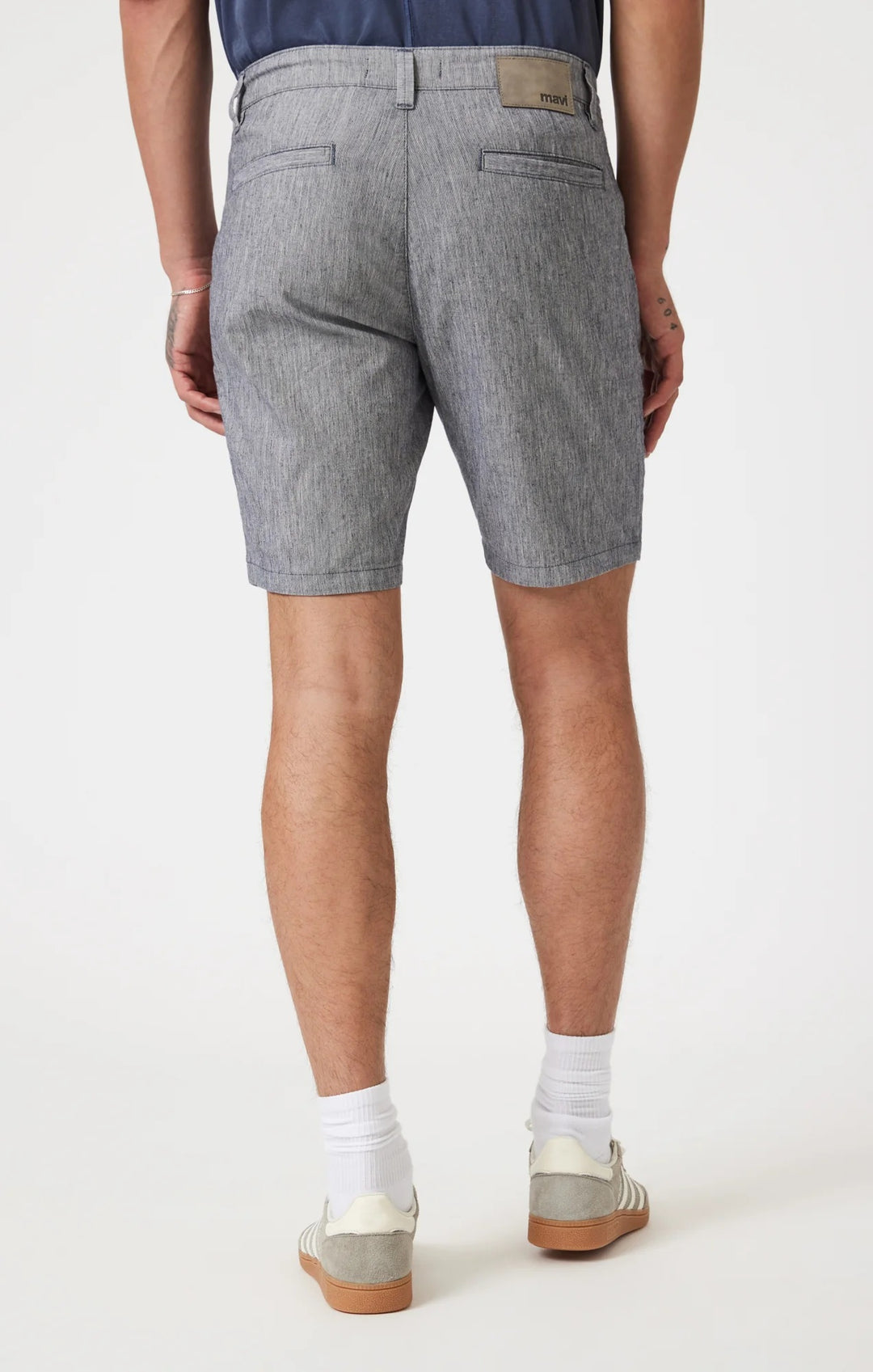 Noah 9" inseam Shorts | Navy Linen Stripe