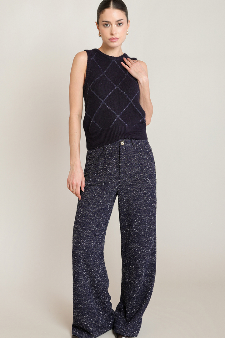 Black Tape Sinclair Bouclé Wide-Leg Pant