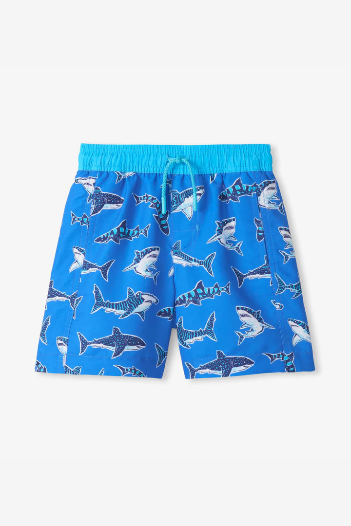 Boys Patterned Sharks Swim Trunks - Hot Peppers Clothing