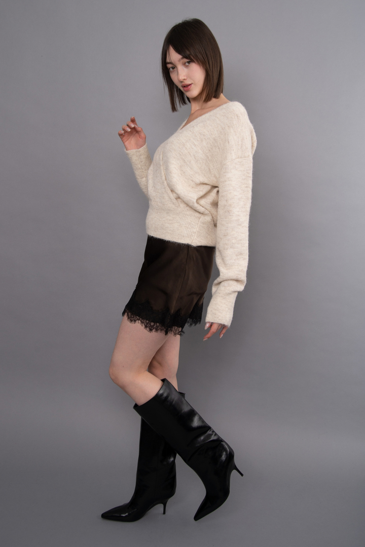 RD Style Kira Satin Lace Trim Mini Skirt