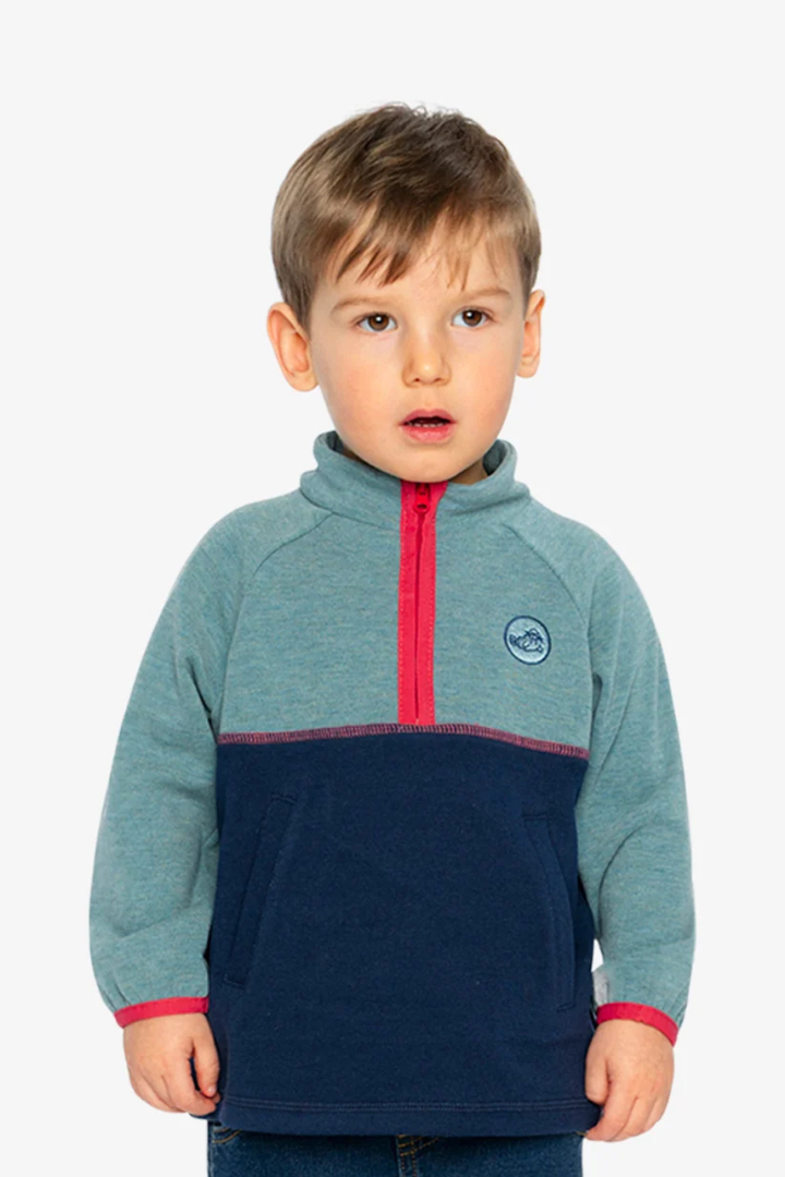 Deux Par Deux Zip Mock Neck Top