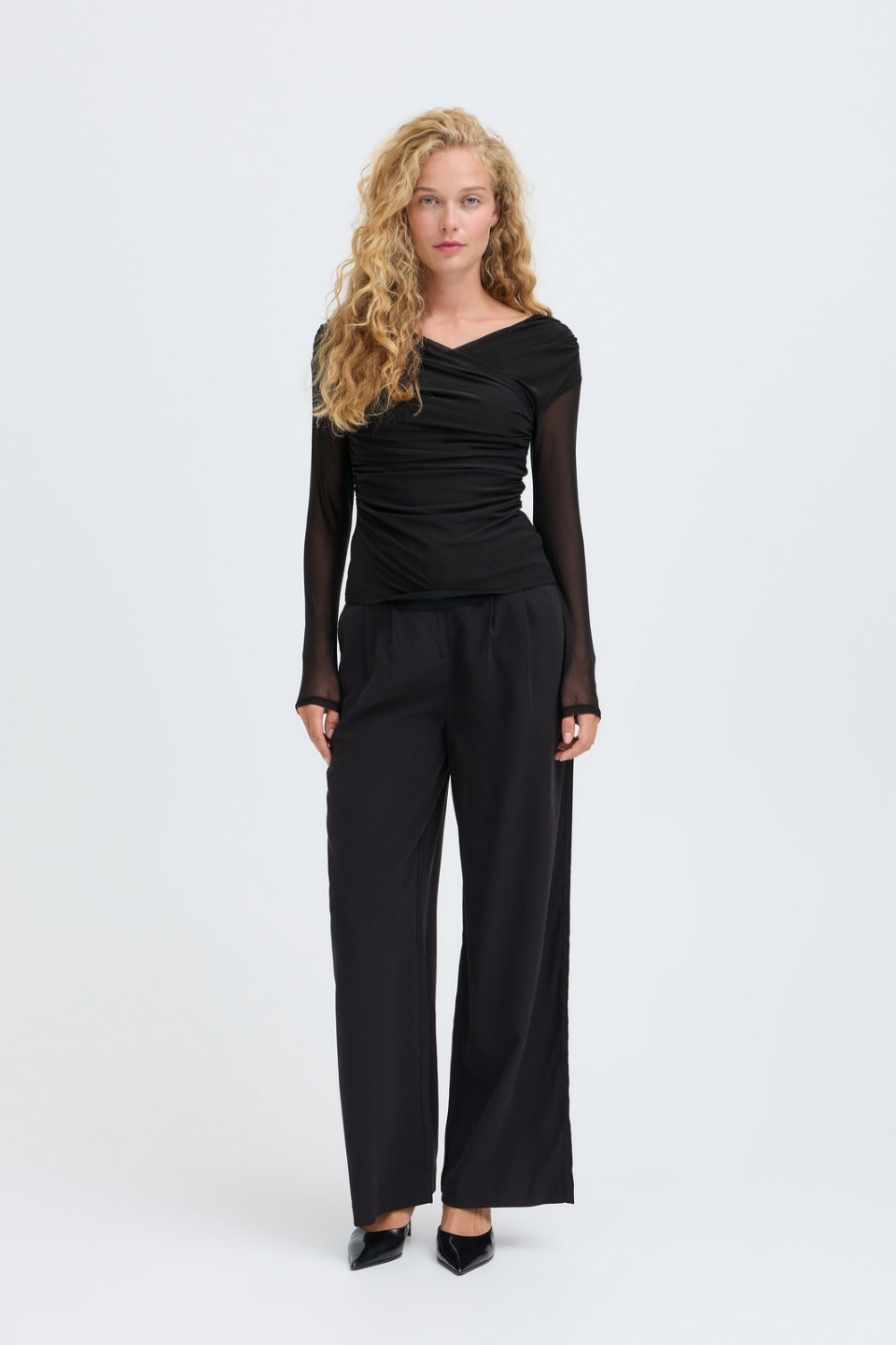 b.young Toa Mesh Wrap Top