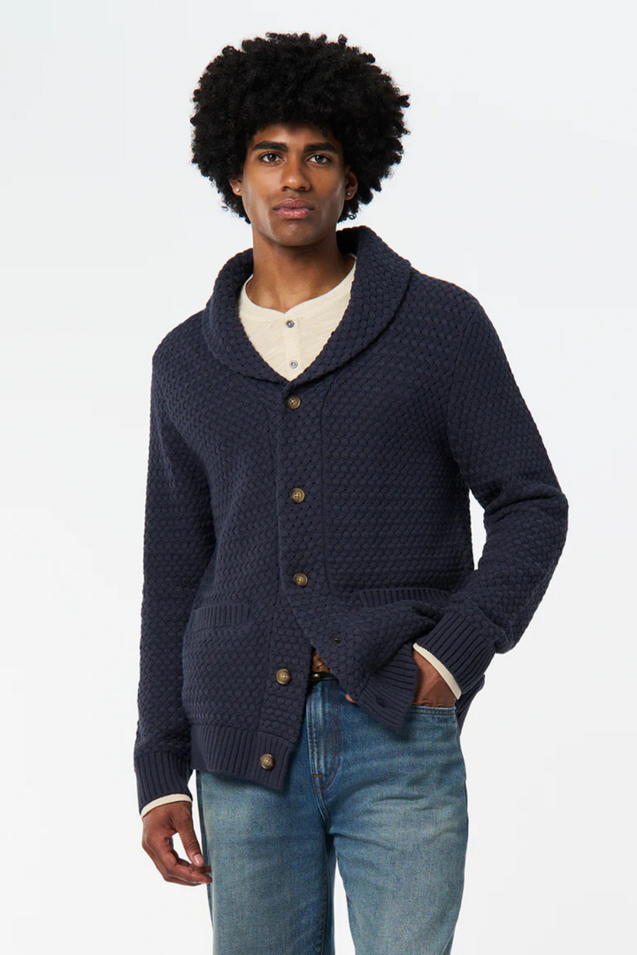 Wendell Textured Shawl Collar Relaxed Cardigan