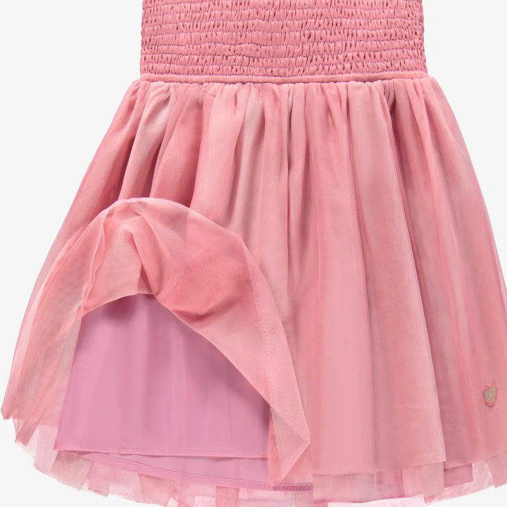 Ash Pink Honeycomb And Tulle Dress