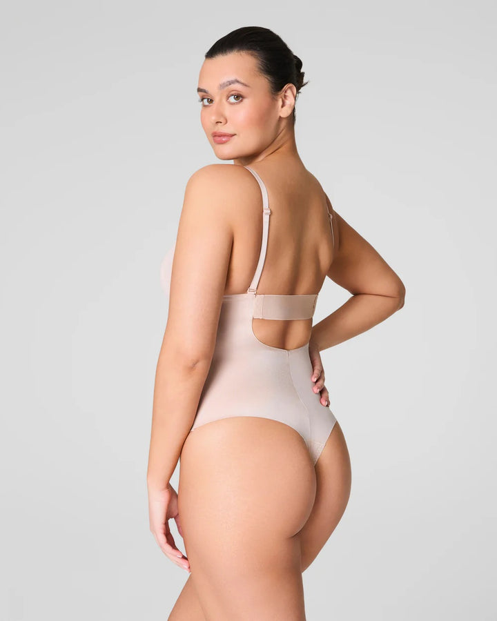Plunge Low-Back Thong Bodysuit