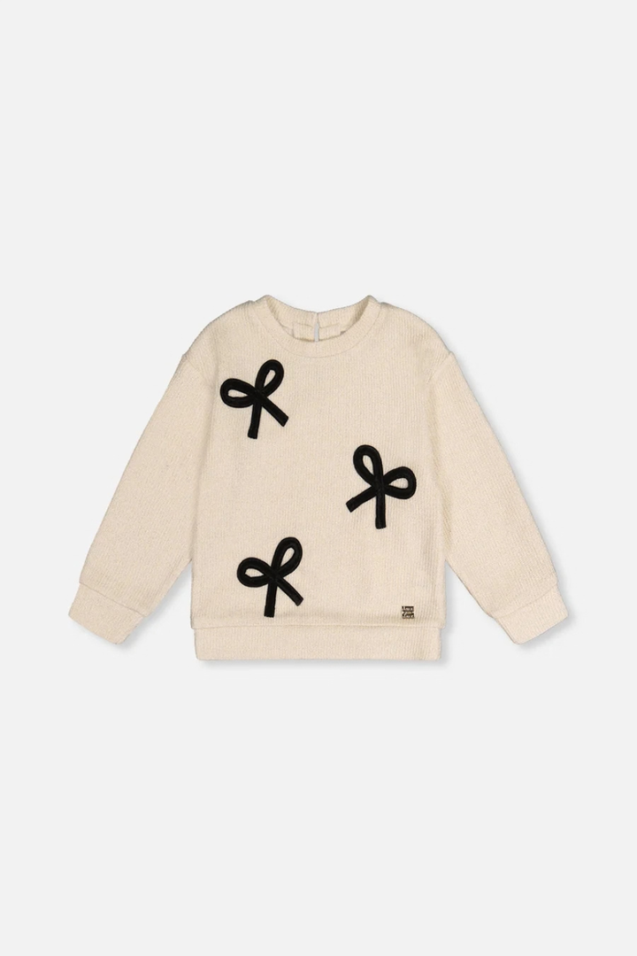 Deux Par Deux Sweatshirt With Bows Beige And Black