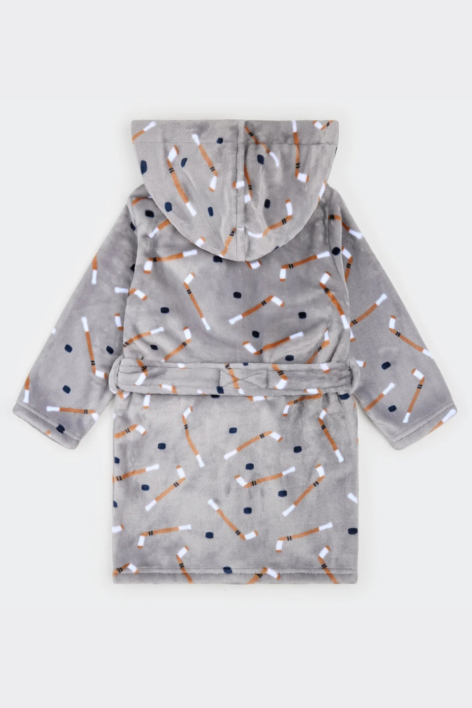Petite Lem Slapstick Print on Grey Plush Robe