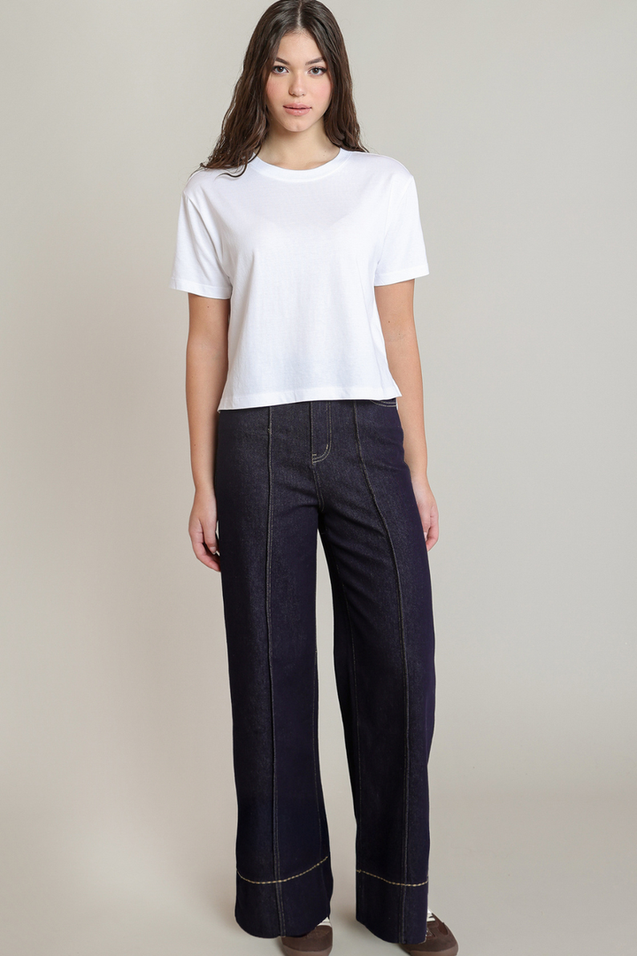 Dex Halls Stitch Detail Wide Leg Jeans
