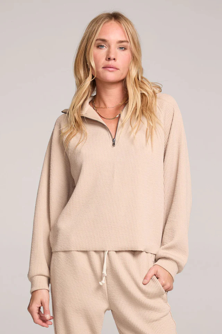 Half Zip Sand Raglan Pullover