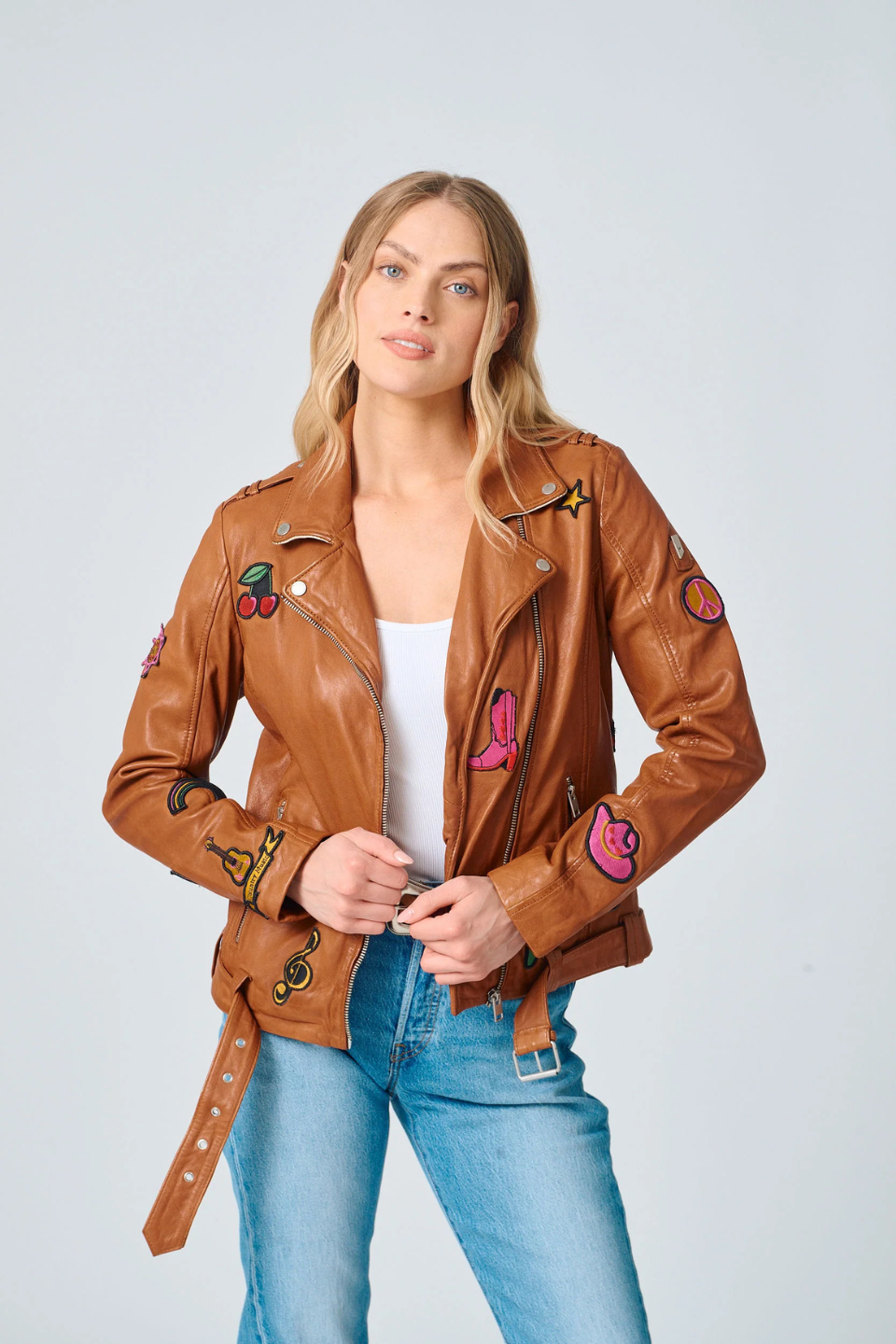 Nicole RF Leather Jacket - Hot Peppers Clothing