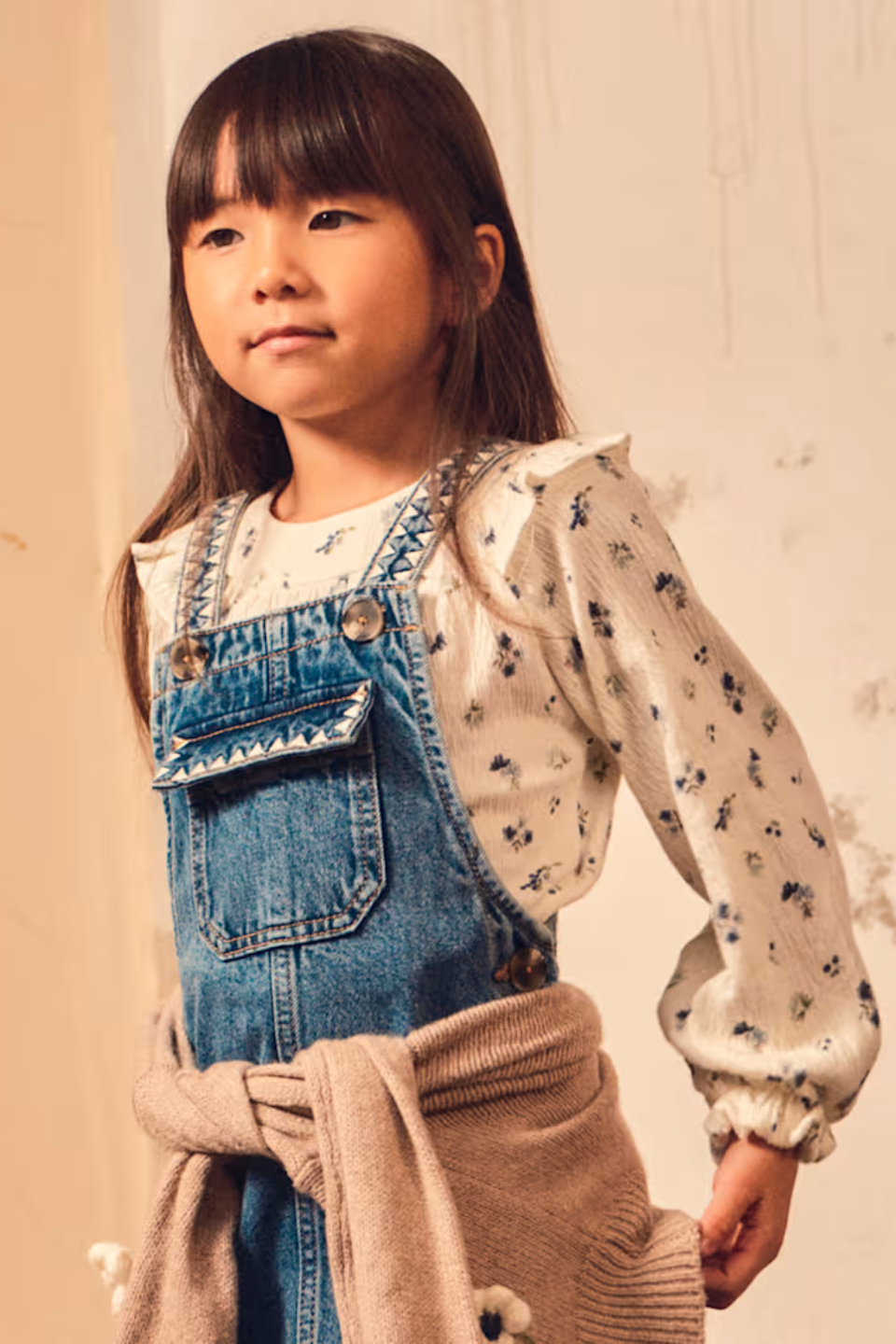 Mayoral Girl Floral Crinkle Cotton Blouse