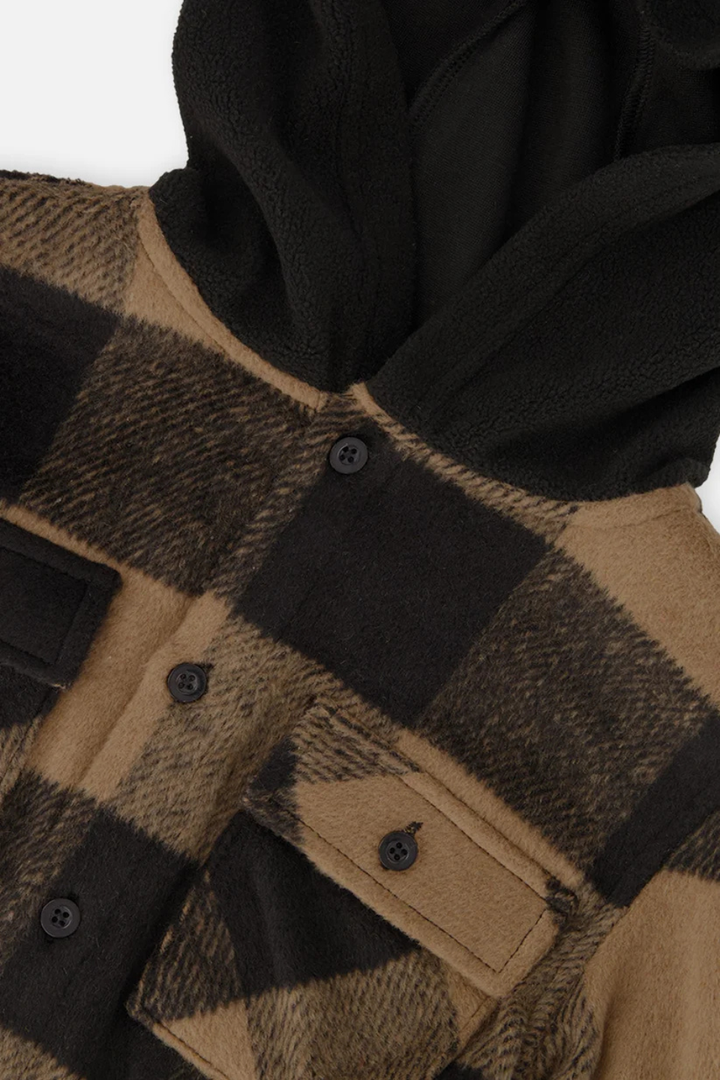 Deux Par Deux Flannel Shirt With Fleece Hood