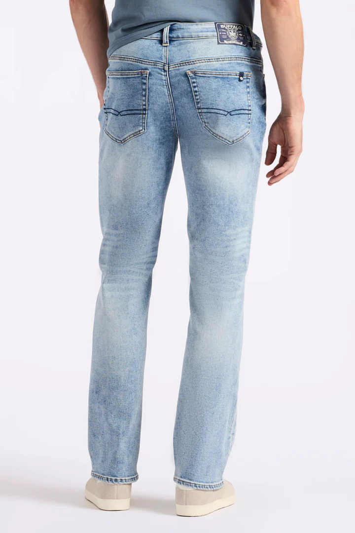 Slim Bootcut King Jeans in Sanded and Whiskered Blue