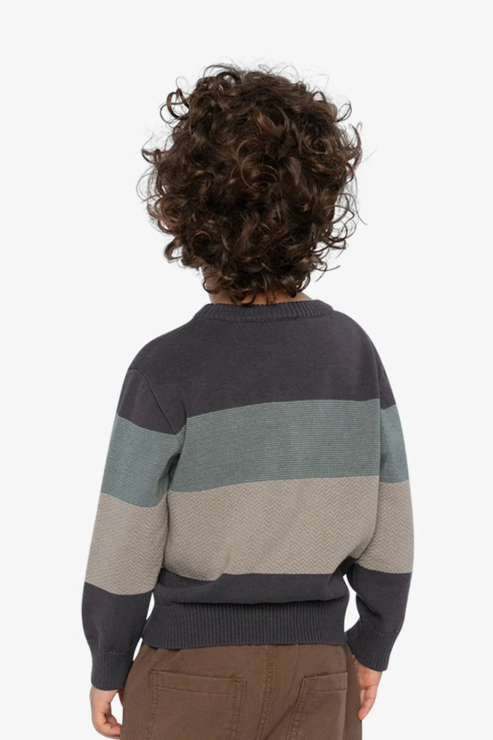Deux Par Deux Knit Sweater Black And Beige