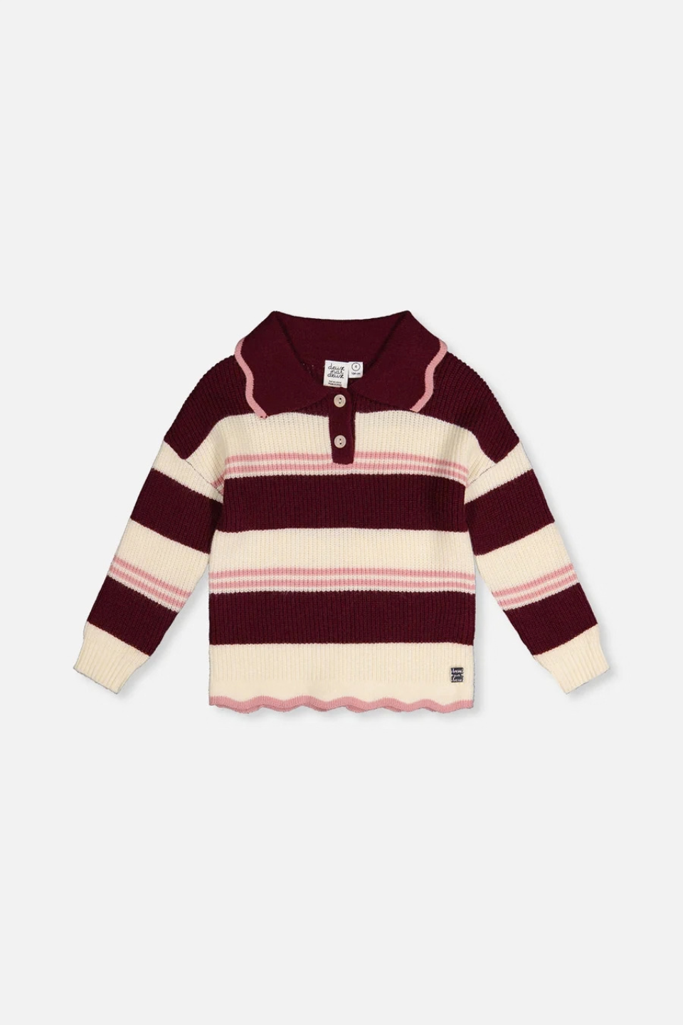 Deux Par Deux Scalloped Collar Sweater Red And White Stripes