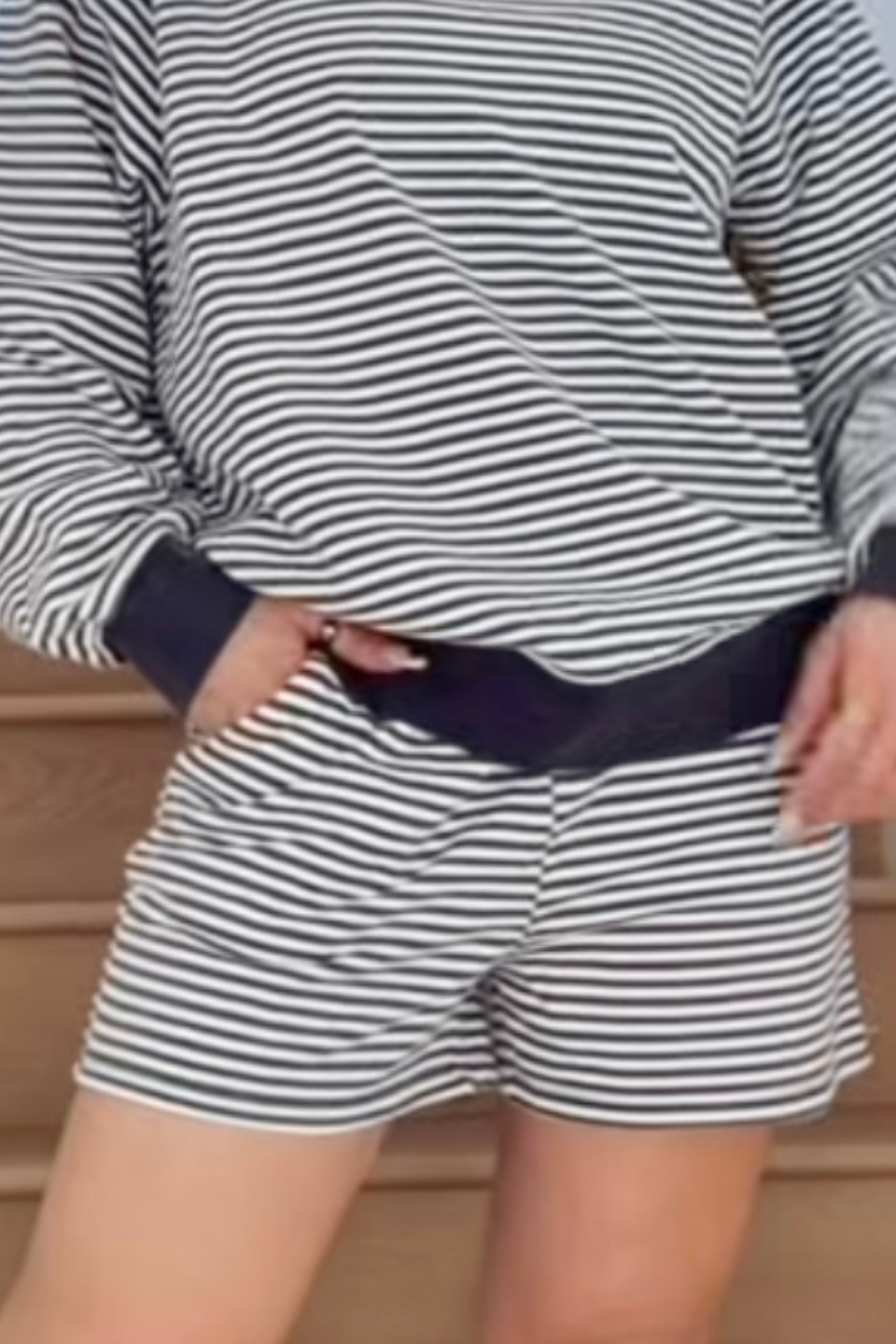 BRUNETTE The Label Striped Core Short in Black & White - Hot Peppers Clothing