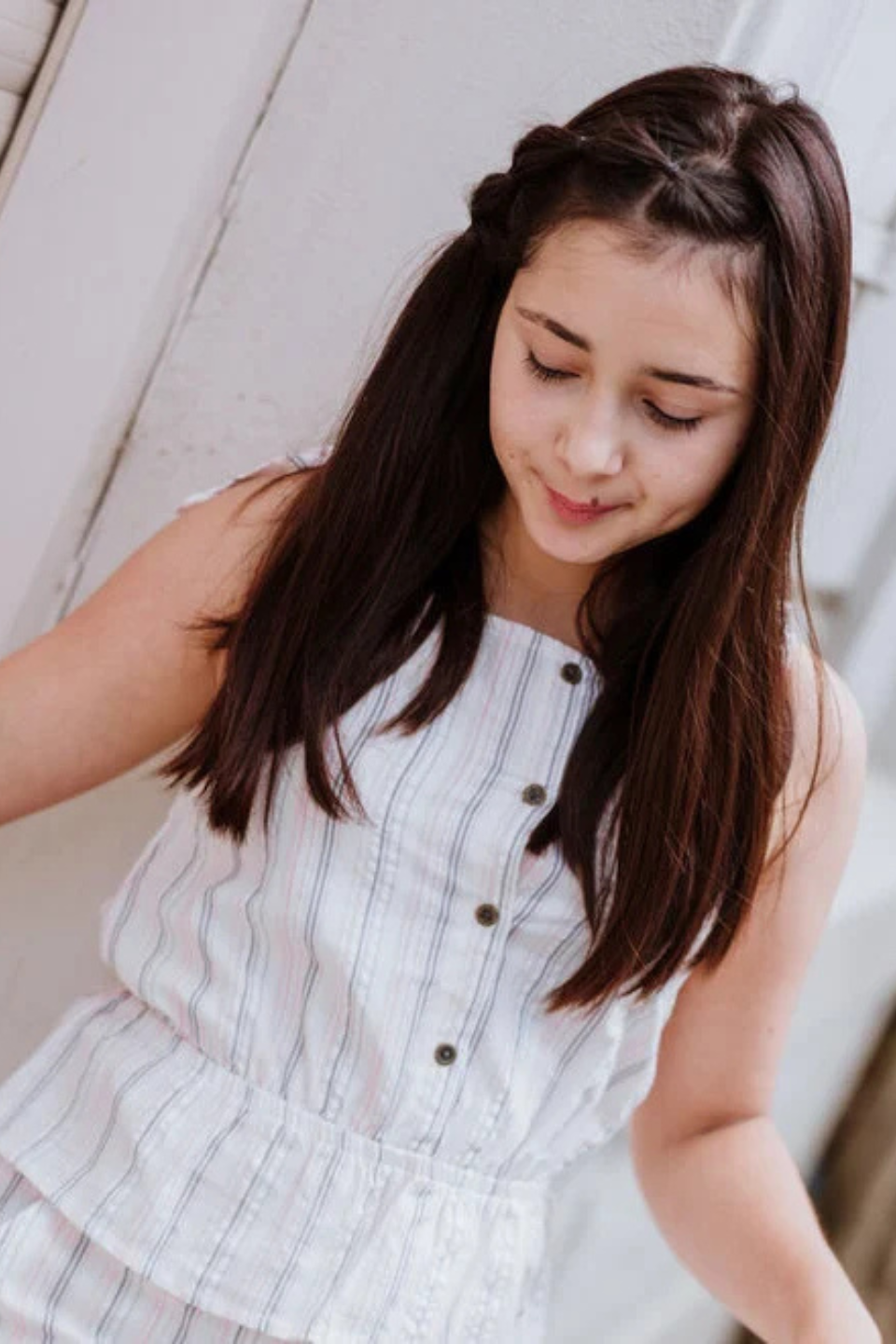 No Way Monday girls' top, off-white striped - Hot Peppers Clothing