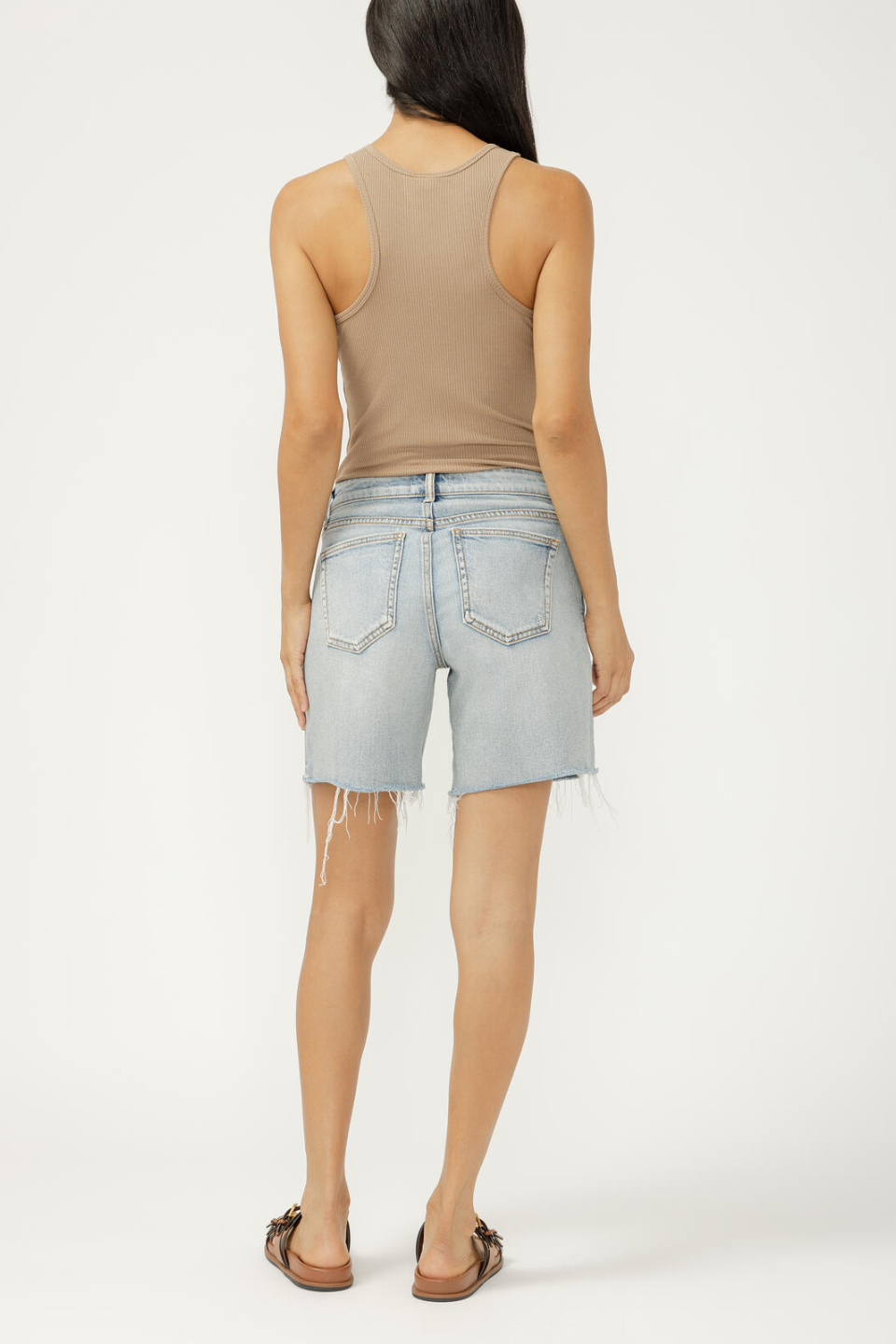 SILVER Suki Mid Rise Long Shorts SILVER