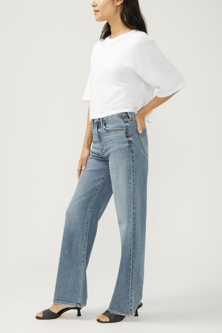 Highly Desirable High Rise Trouser Leg Jeans