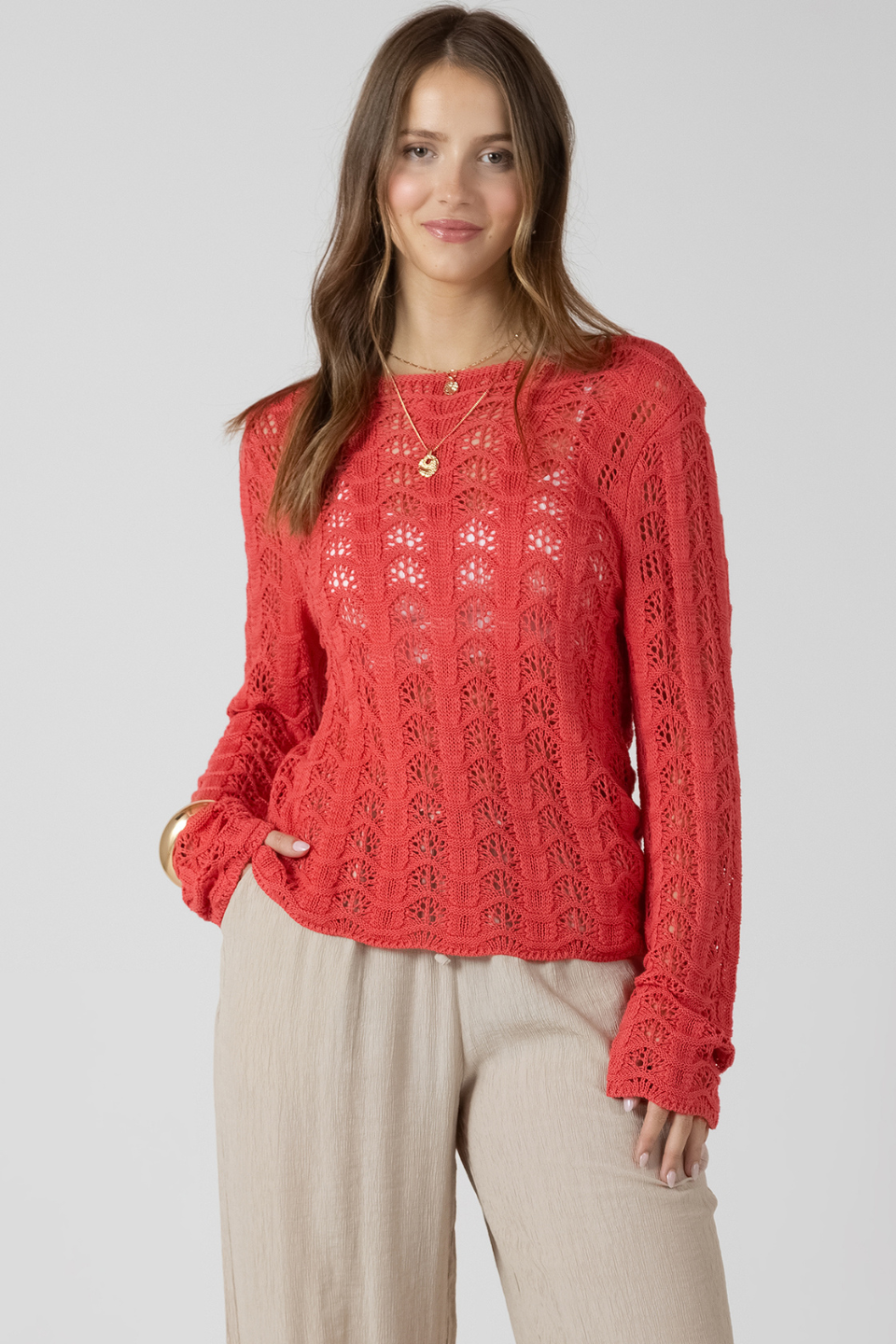 Dex Ravina Scalloped Open Work Sweater - Hot Peppers Clothing