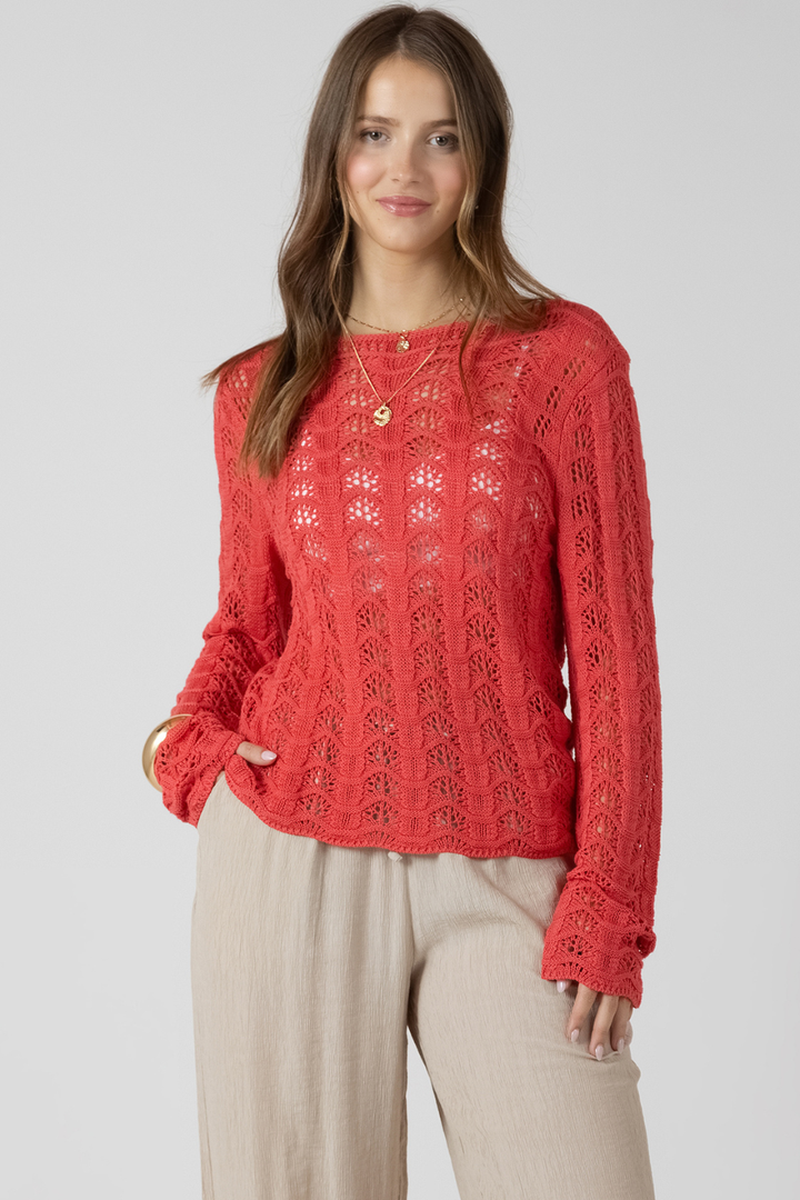 Dex Ravina Scalloped Open Work Sweater - Hot Peppers Clothing