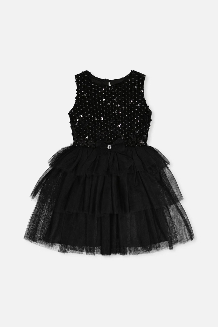Deux Par Deux Bi-Material Sleeveless Dress Black