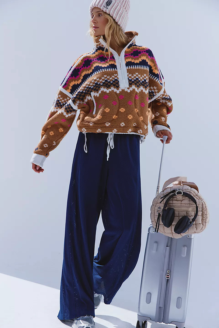 Mountain High Printed Half Zip Fleece in Isle-Knit Twig Combo