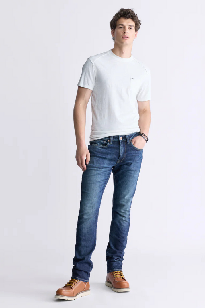 Slim Ash Jeans in Contrast Whiskered Indigo
